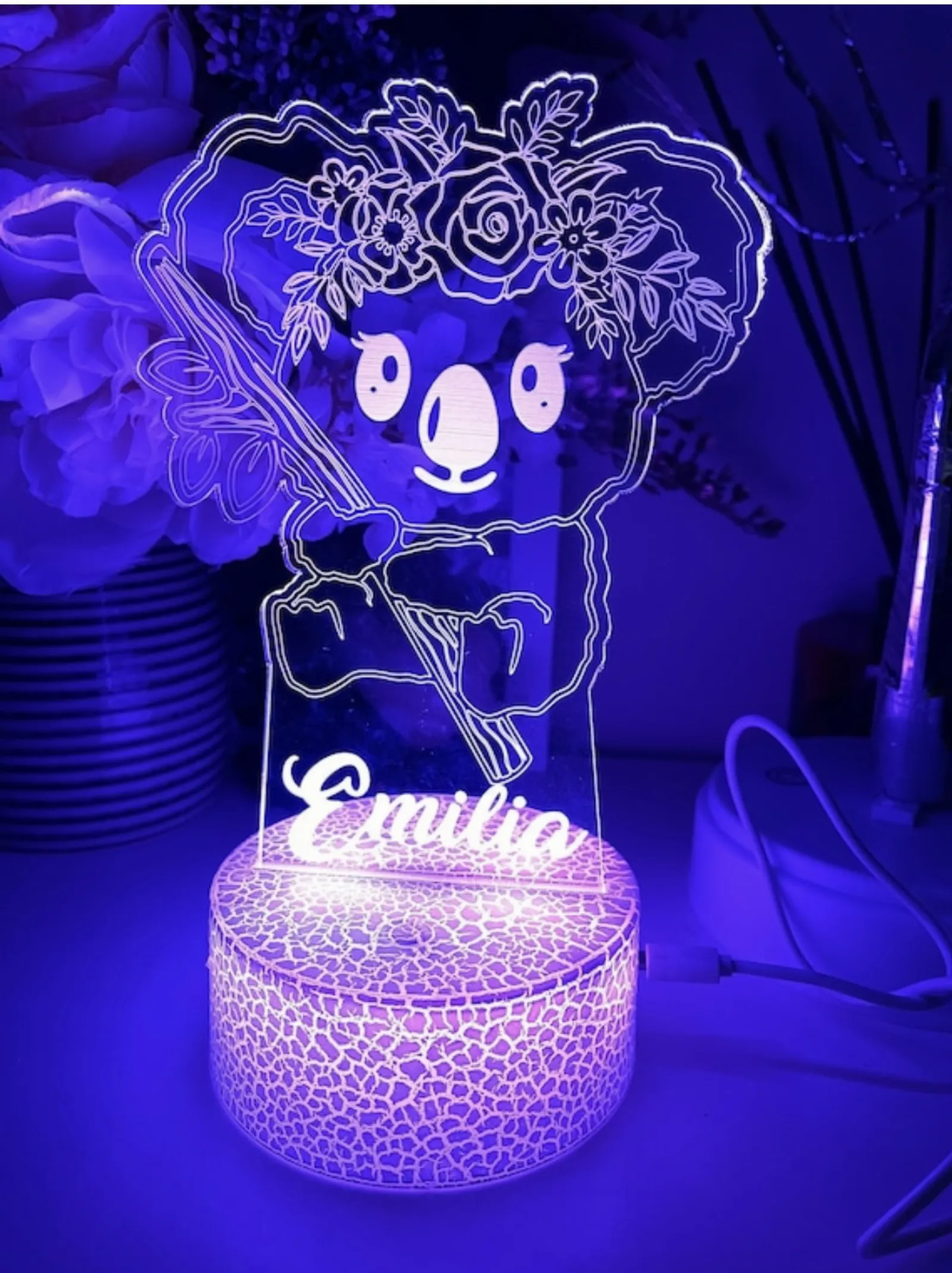 Personalised Cute Koala Acrylic Led Custom Night Light