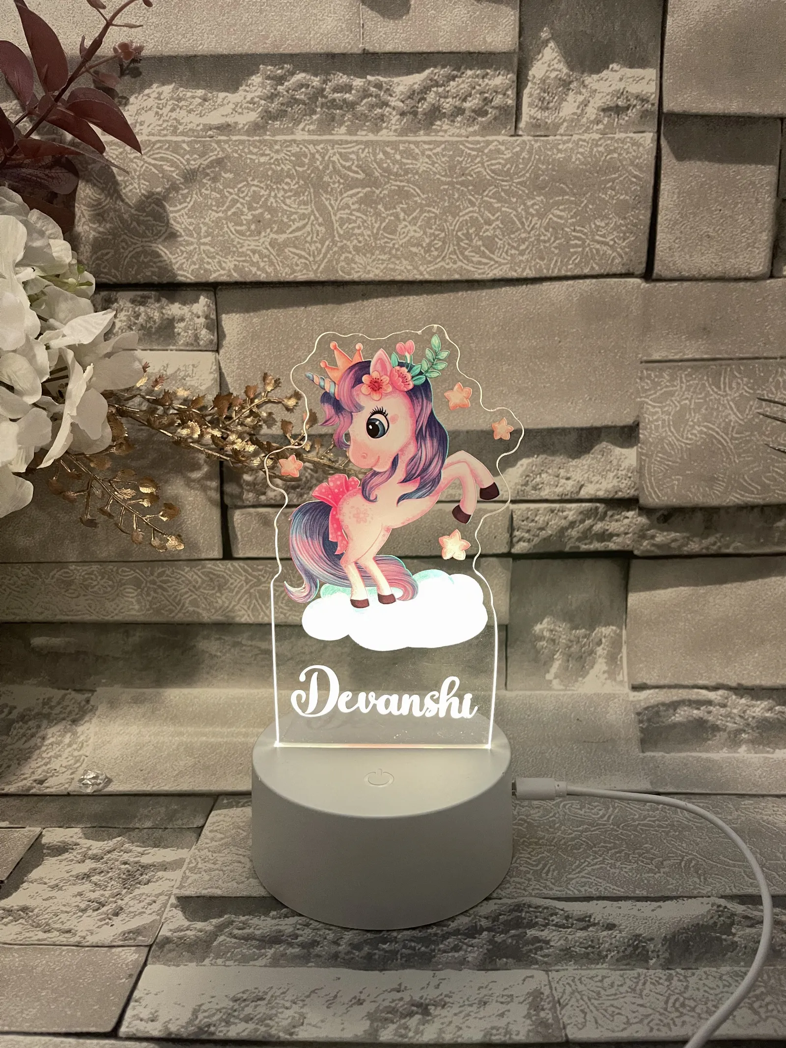 Personalised Magic Unicorn Printed Led Night Light