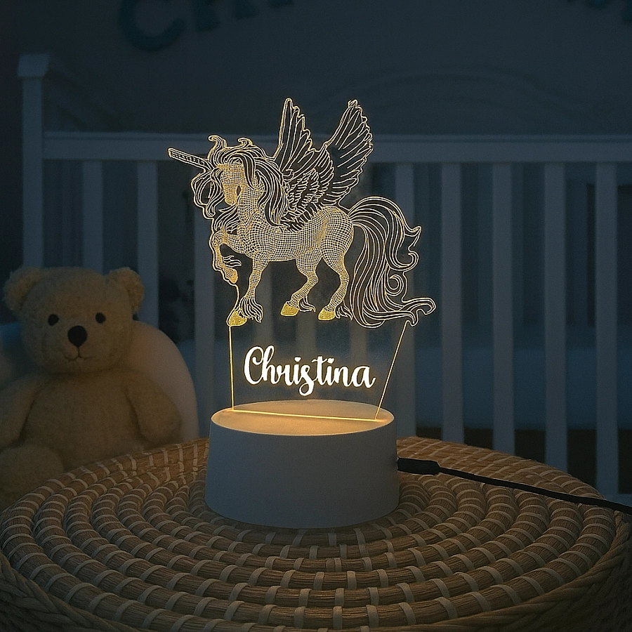 Personalised 3d Magical Unicorn Led Night Light