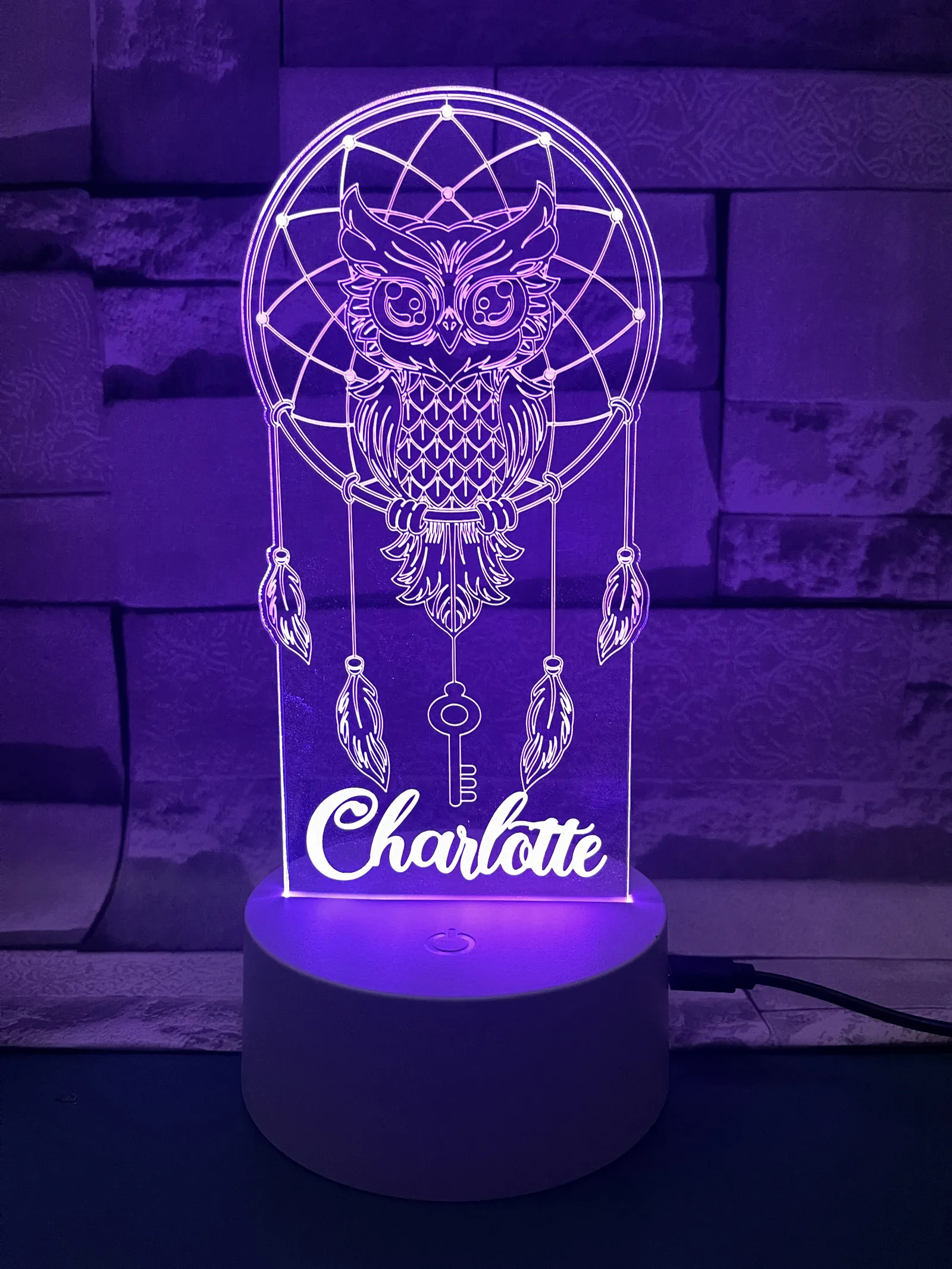 Personalised Wise Owl Dream Catcher Led Night Light