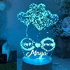 Personalised infinity ribbon 3d love hearts led night light