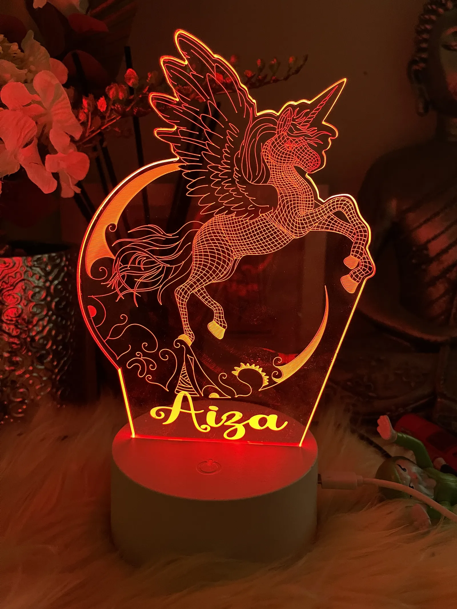 Personalised 3d Unicorn Led Night Light