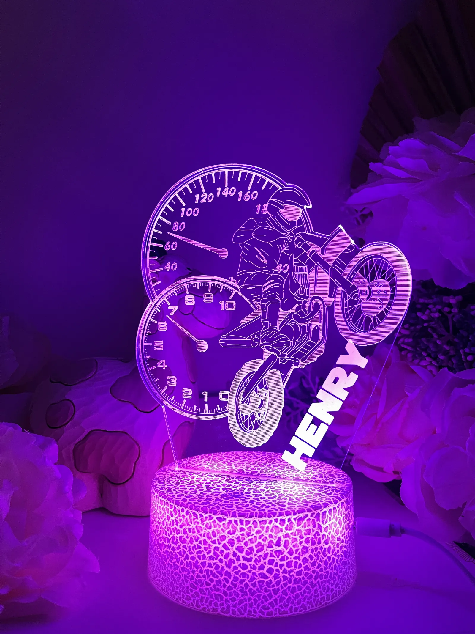Personalised Sports Dirt Bike Speed Gauge Acrylic Led Custom Night Light
