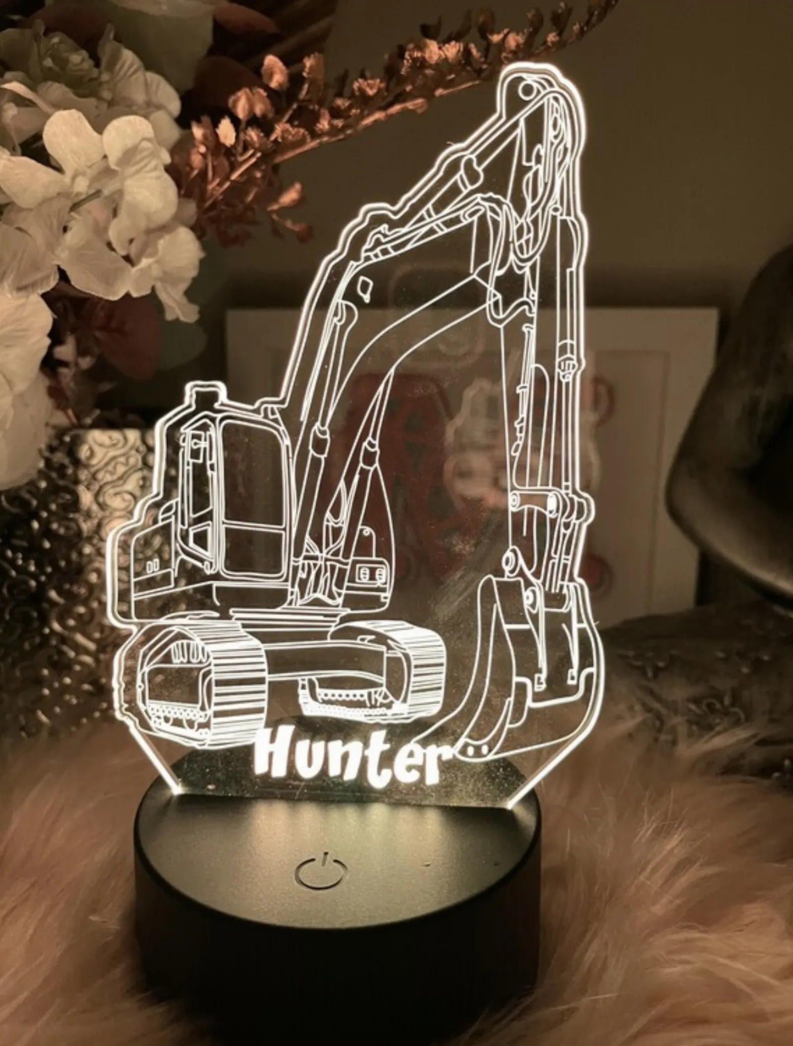 Personalised Excavator Led Night Light