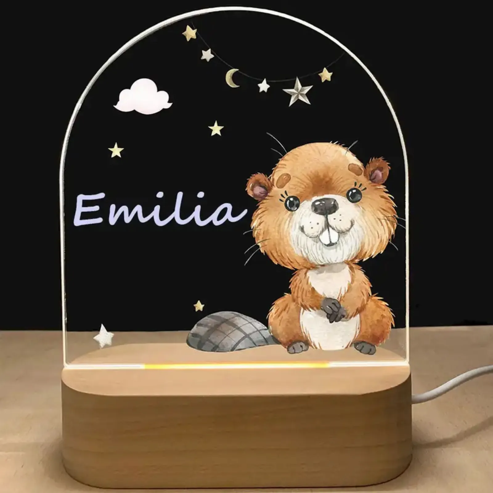 Personalised Chipmunk Led Night Light