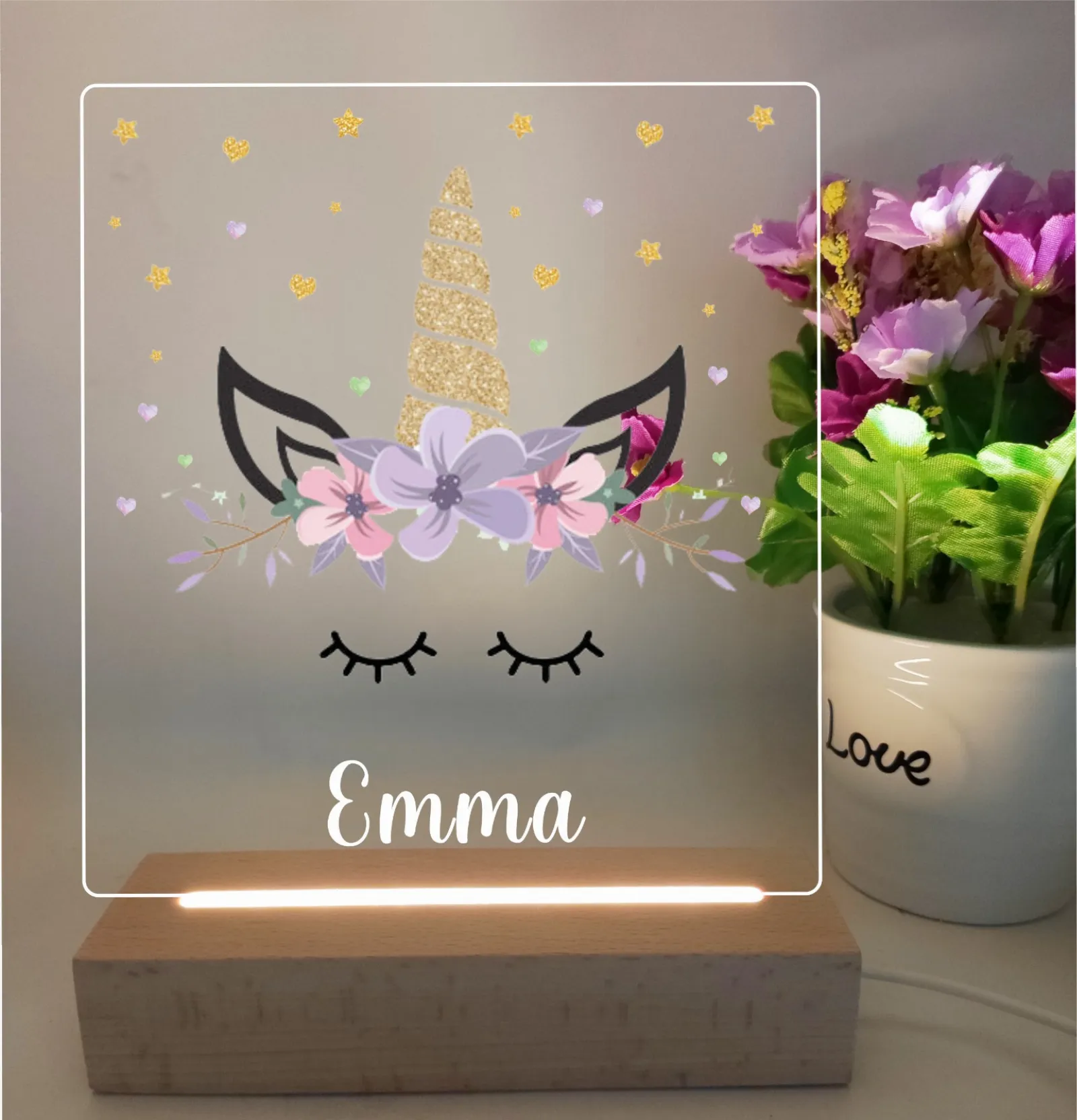 Personalised Unicorn Head Led Night Light
