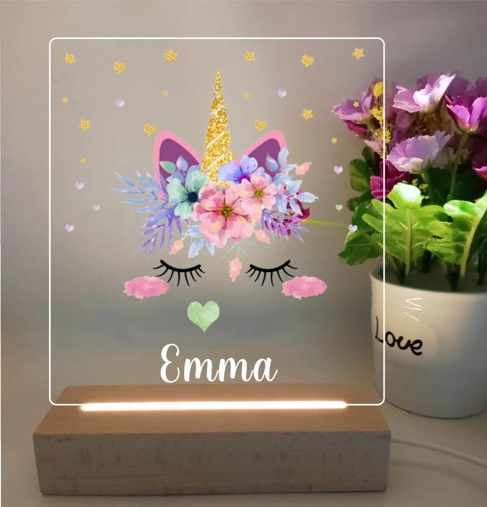 Personalised Unicorn Head Led Night Light