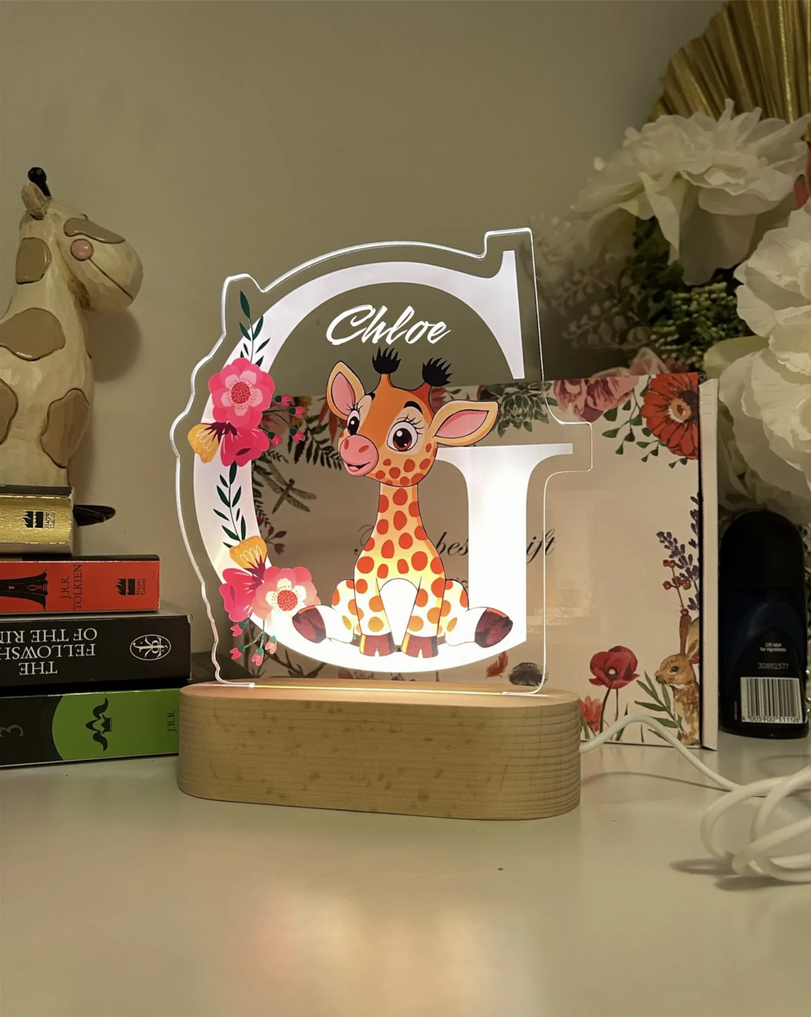 Personalised Giraffe Acrylic Led Custom Night Light
