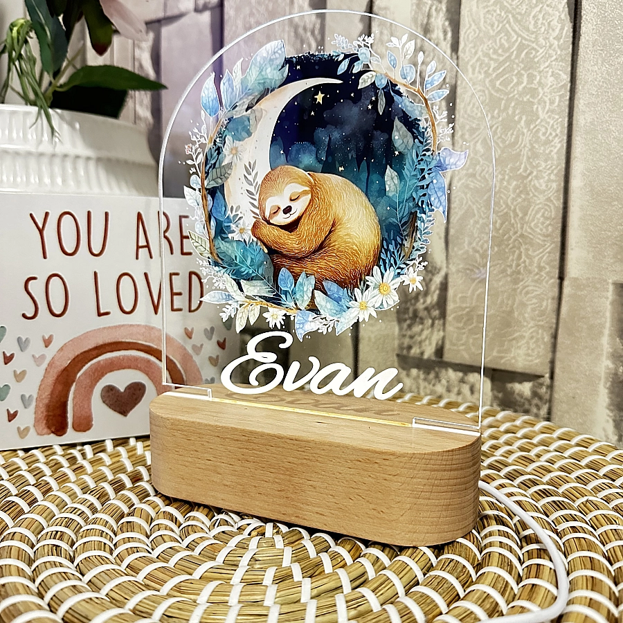 Personalised Sloth Led Night Light