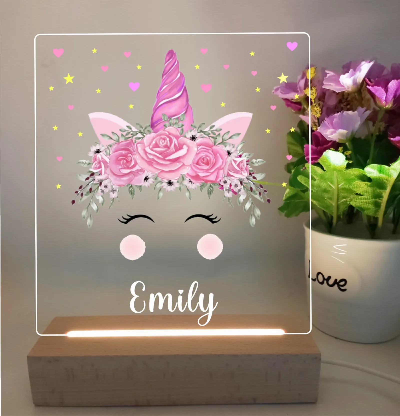 Personalised Unicorn Head Led Night Light