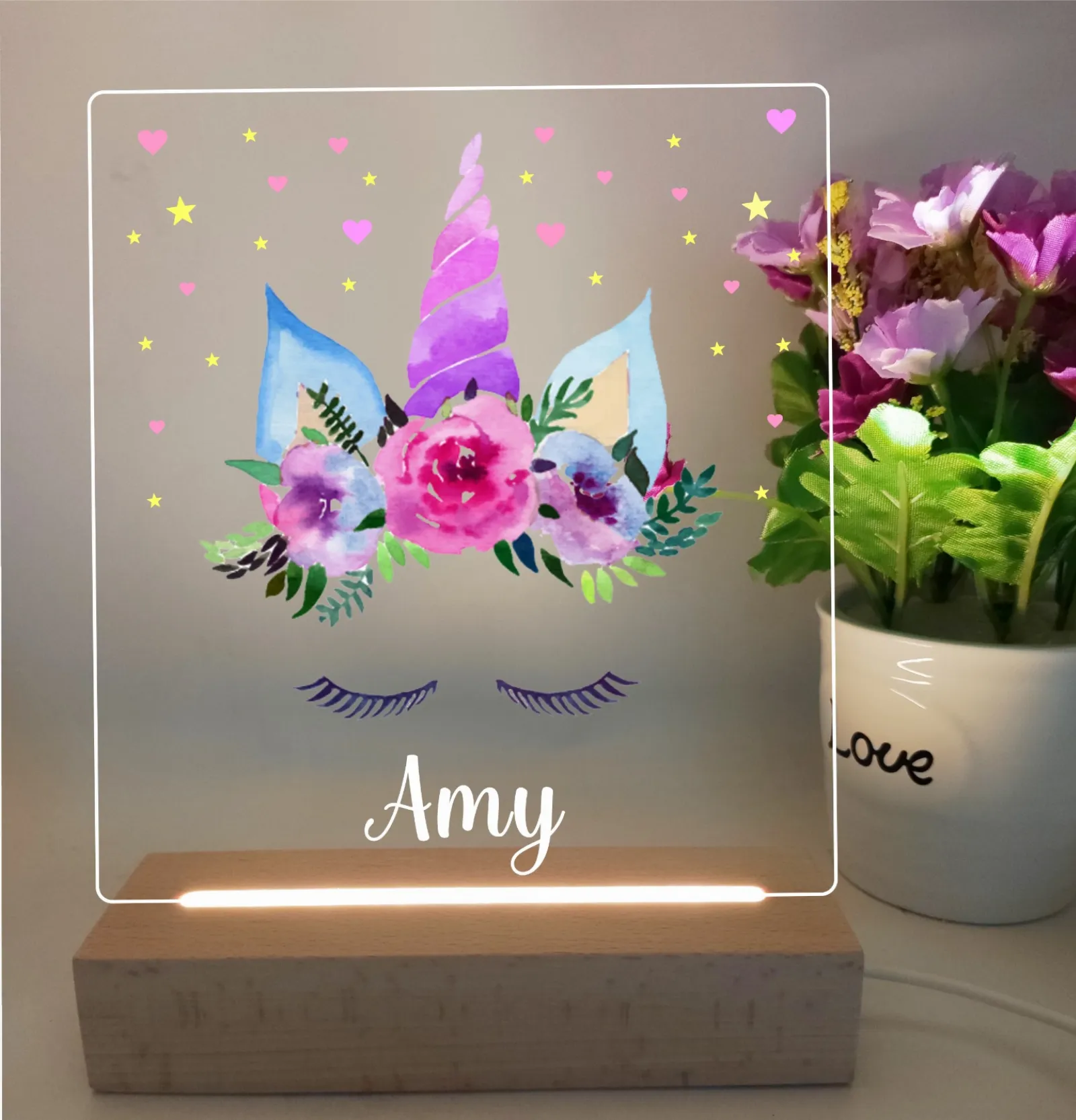 Personalised Unicorn Head Led Night Light