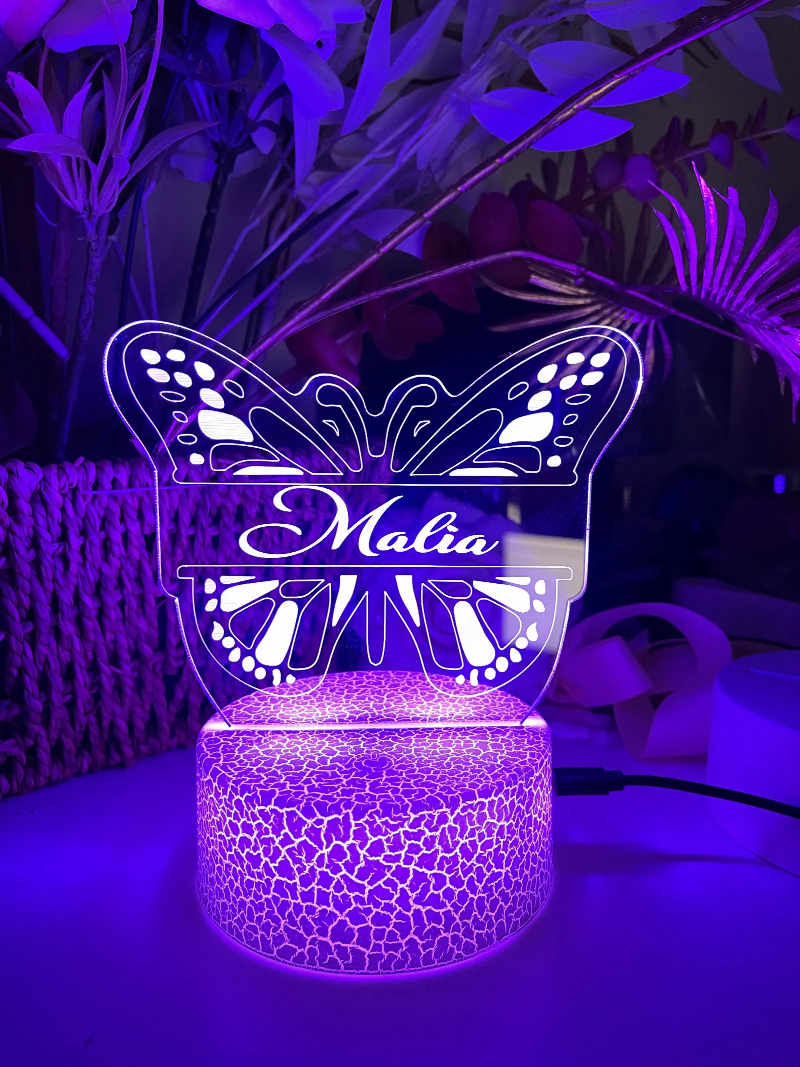 Personalised 3d Butterfly Led Night Light