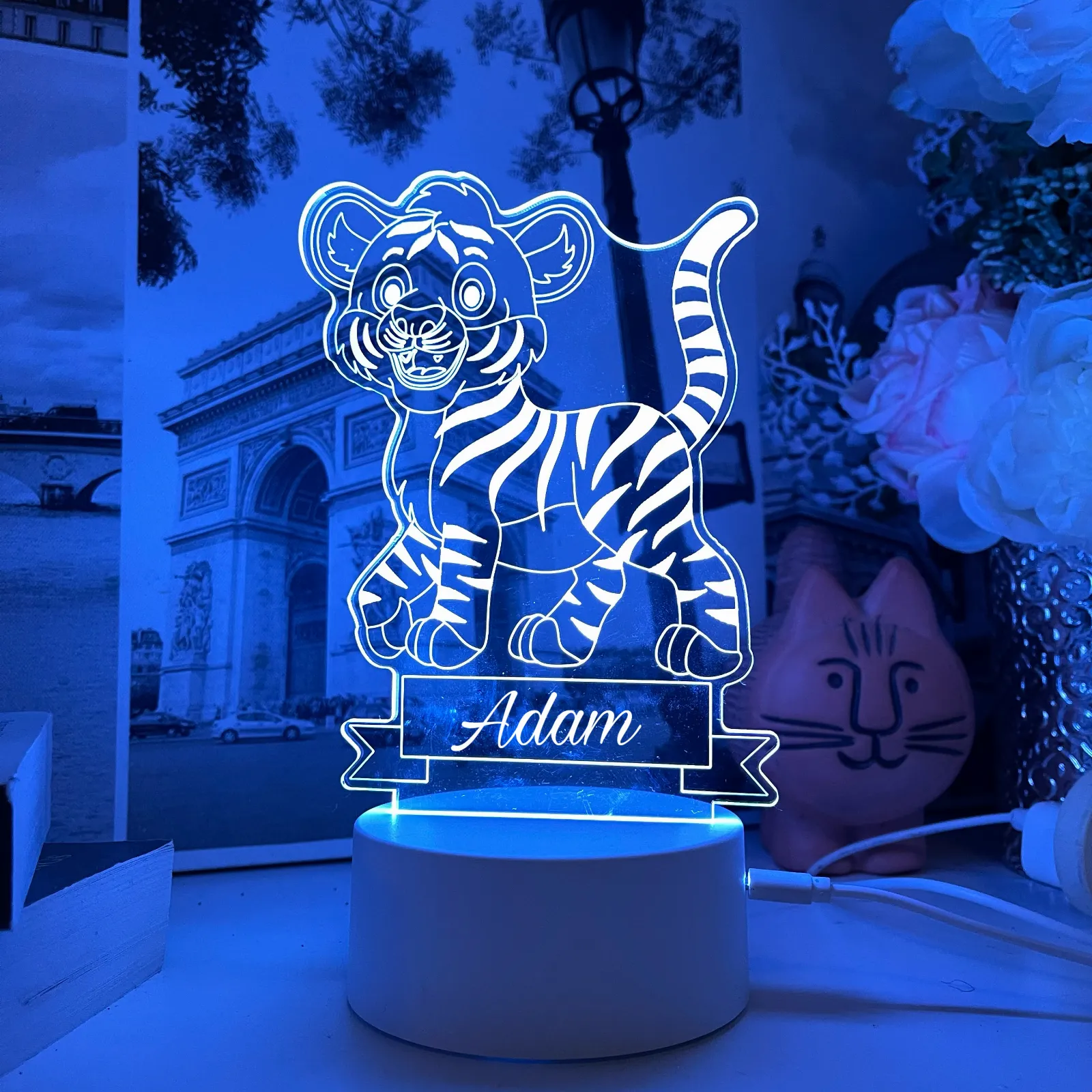 Personalised Cute Tiger Led Night Light