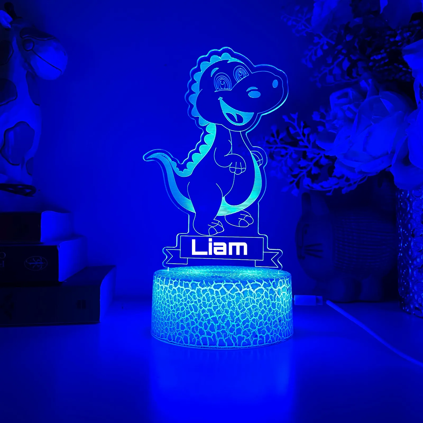 Personalised Cute Trex Led Night Light