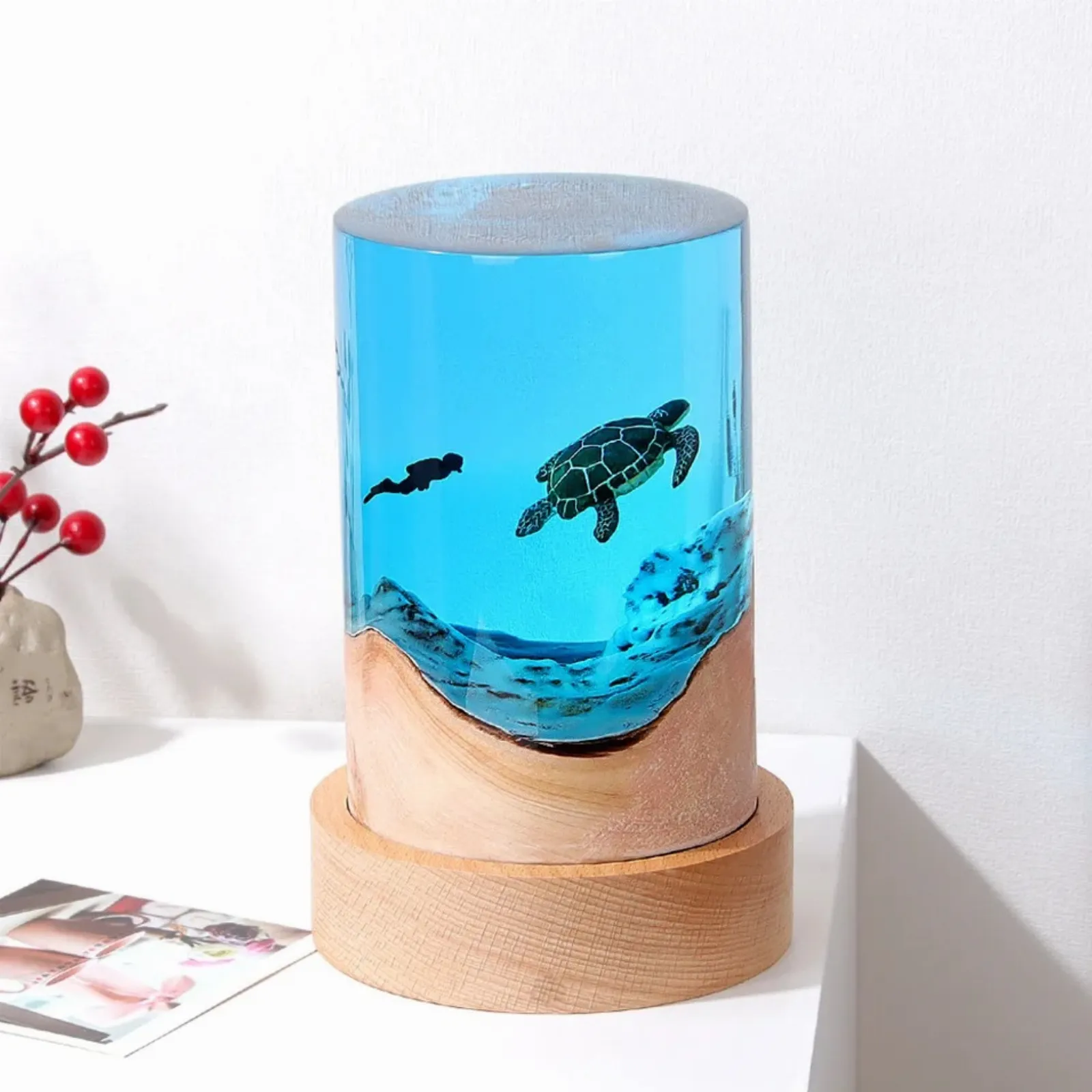 Wood Resin Turtle Night Light