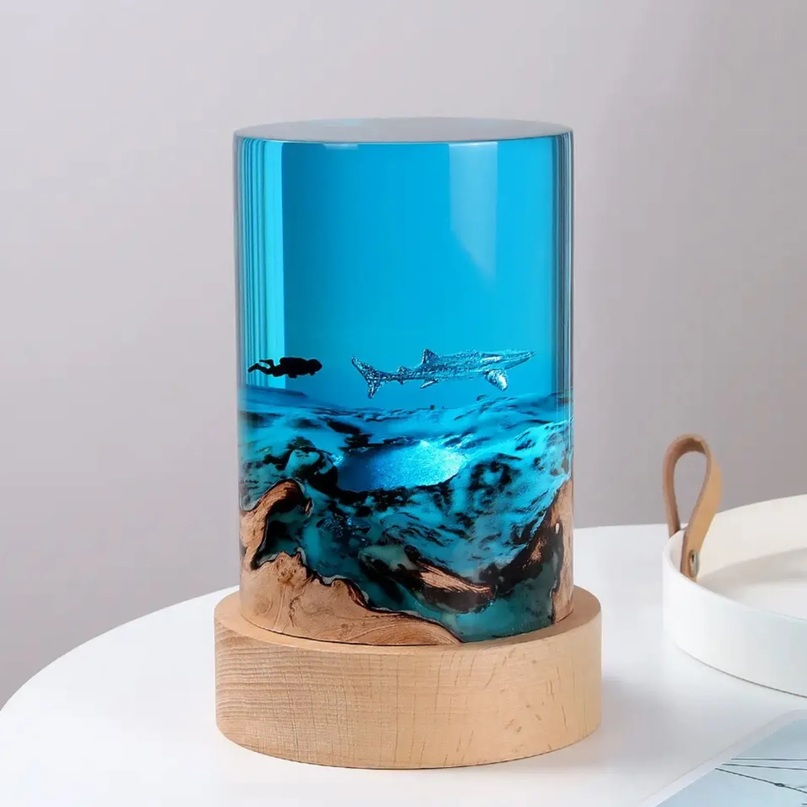 Wood Resin Shark Night Light