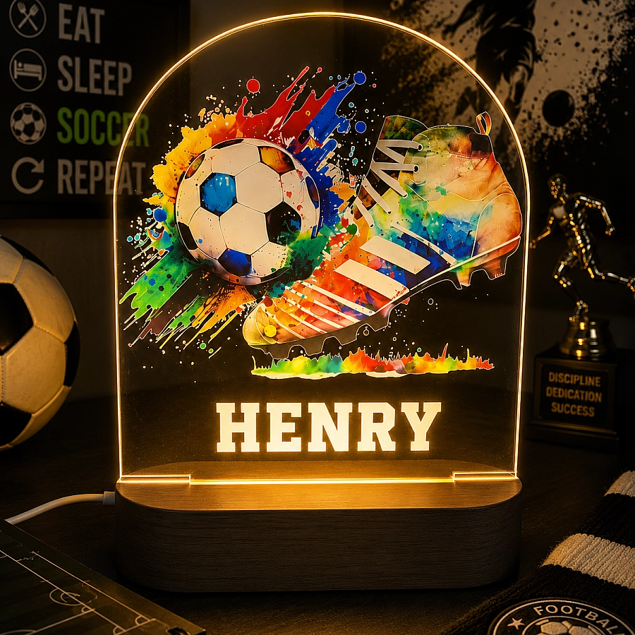 Personalised Soccer Ball Colourful Led Night Light