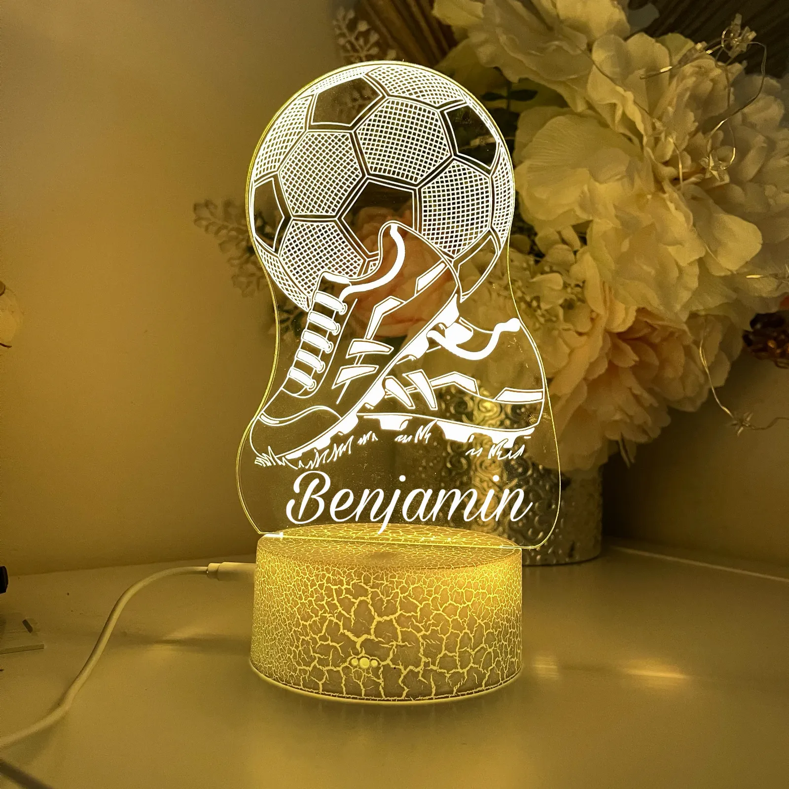 Personalised Soccer Ball Led Night Light