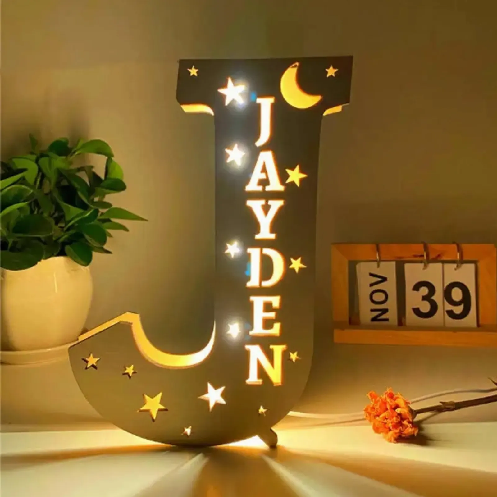 Personalised Wooden Letter Night Light