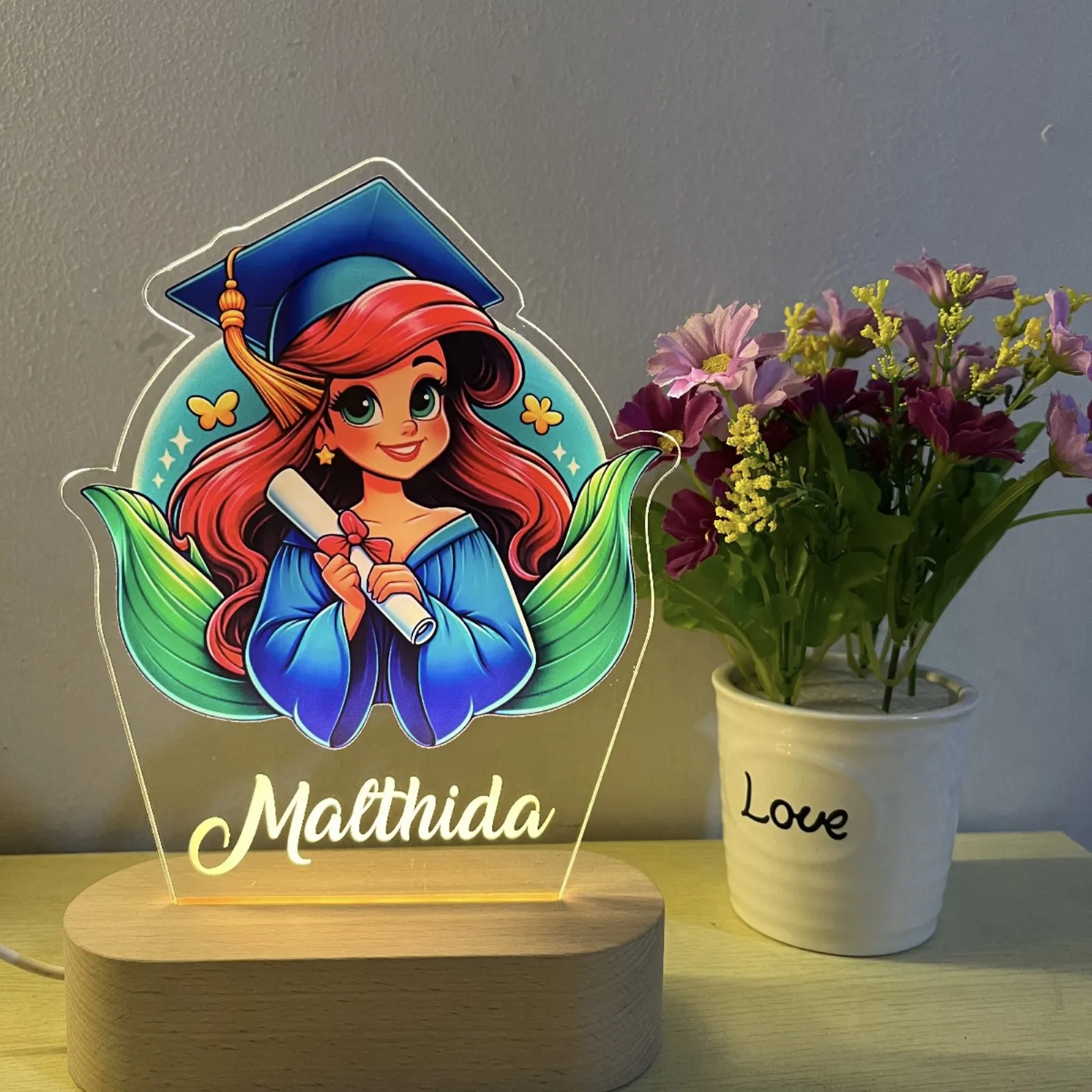 Personalised Cartoon Girl Graduating Custom Night Light