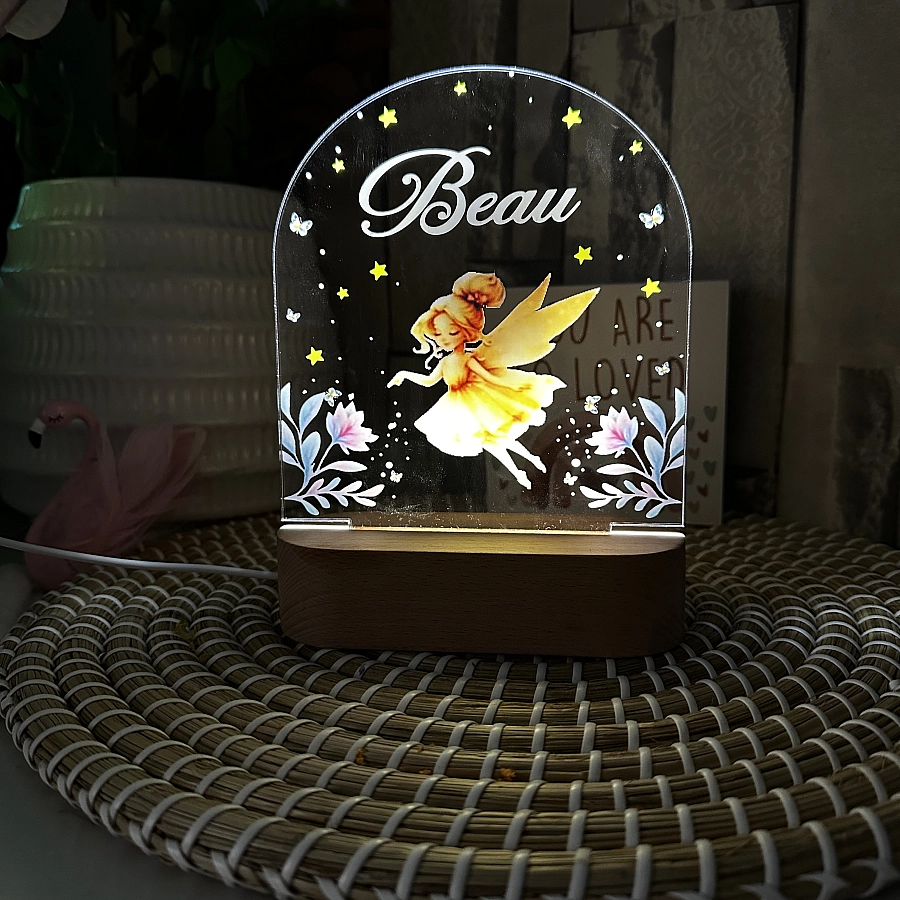 Personalised Fairy Girl And Flowers Custom Night Light