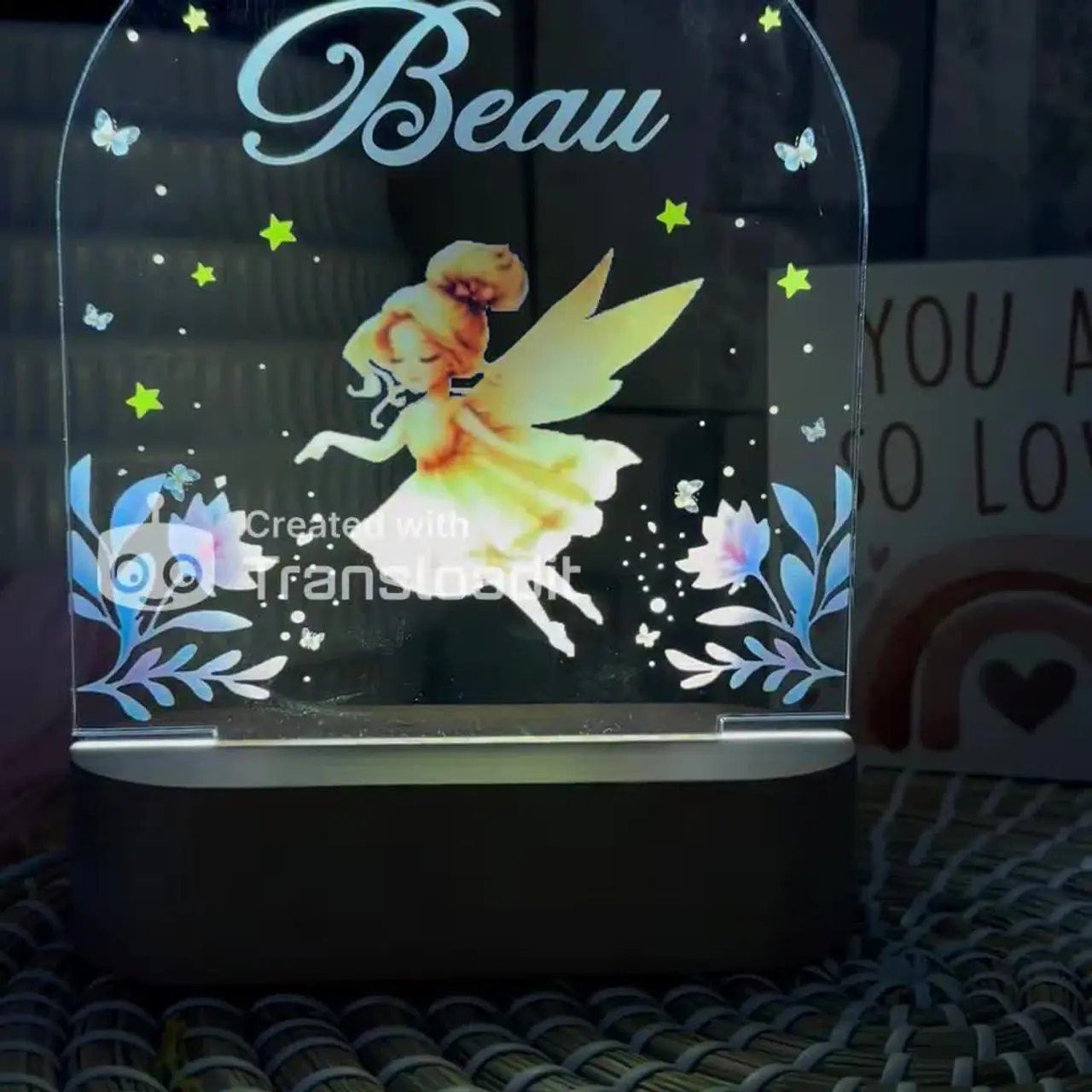 Video thumbnail Personalised-fairy-girl-and-flowers-custom-night-light