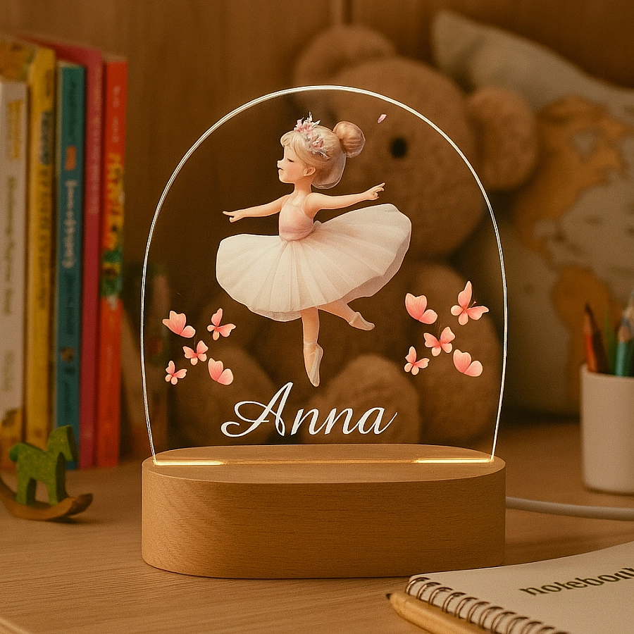 Personalised Ballerina Girl With Butterflies Led Night Light
