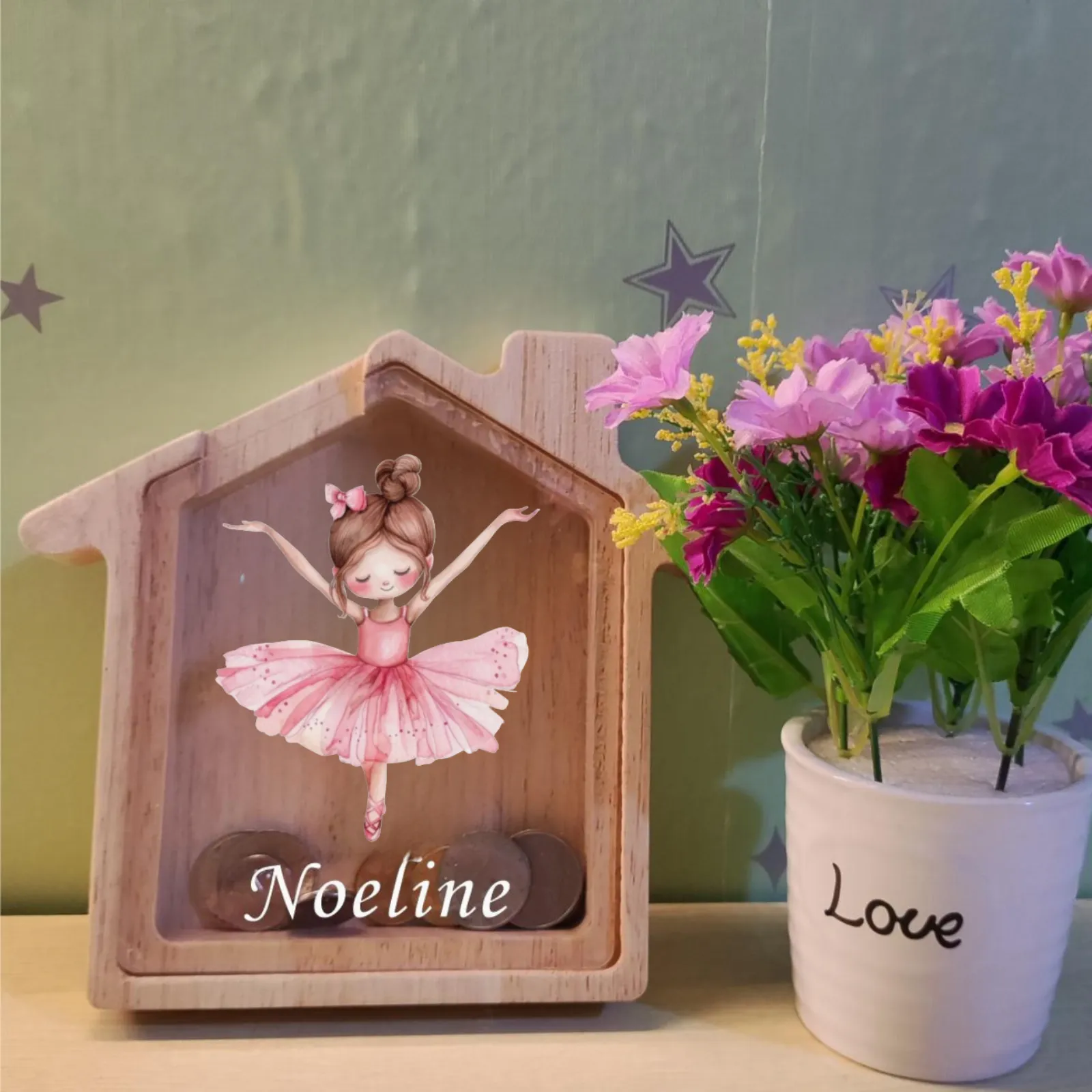 Personalised Art Ballerina Money Box