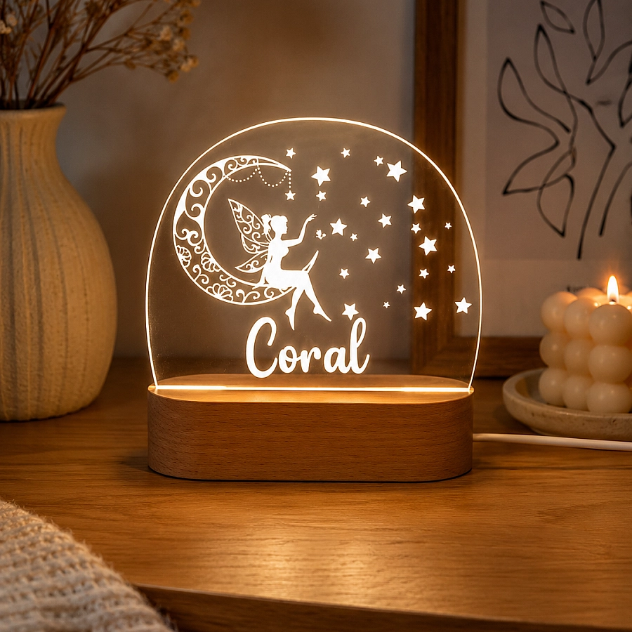 Personalised Fairy On Moon Led Night Light