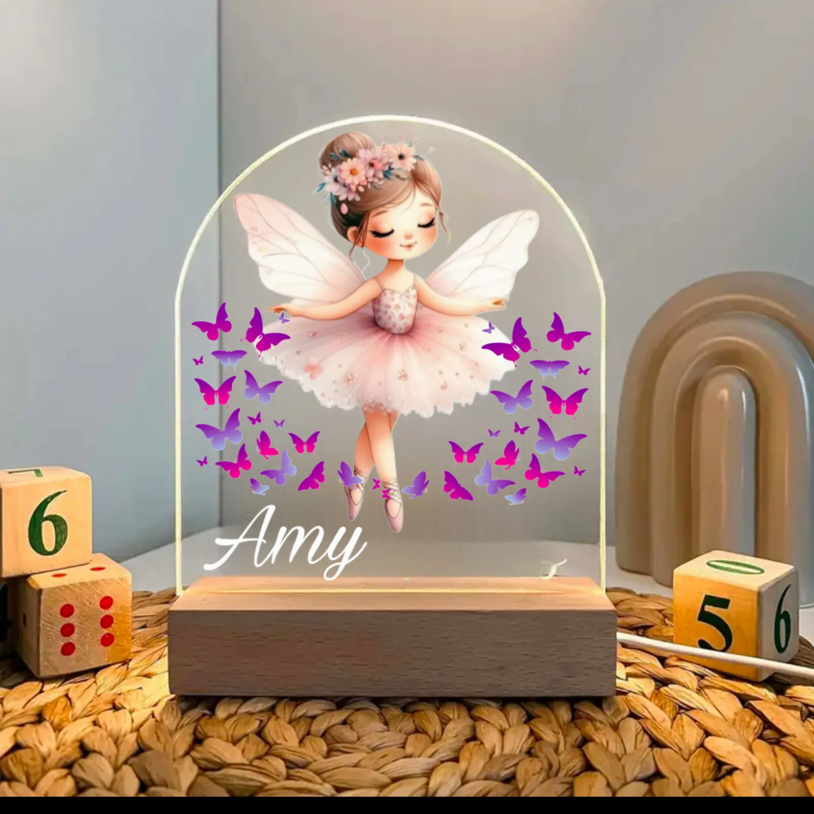 Personalised Cute Ballerina Fairy Led Night Light