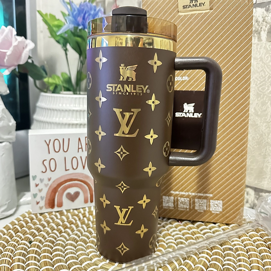 Stanley Louis Vuitton Cup 40 Oz Brown Come With Straw And Box