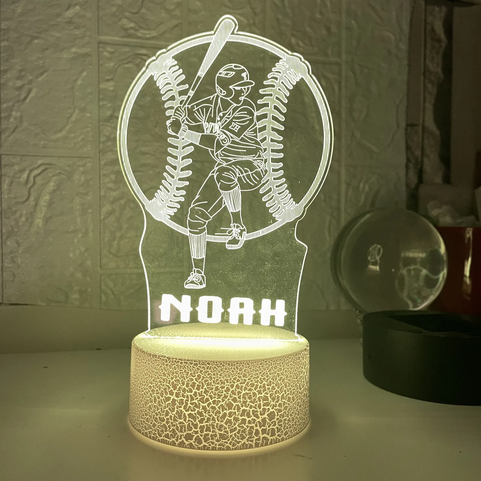 Personalised Baseball Player Custom Led Night Light