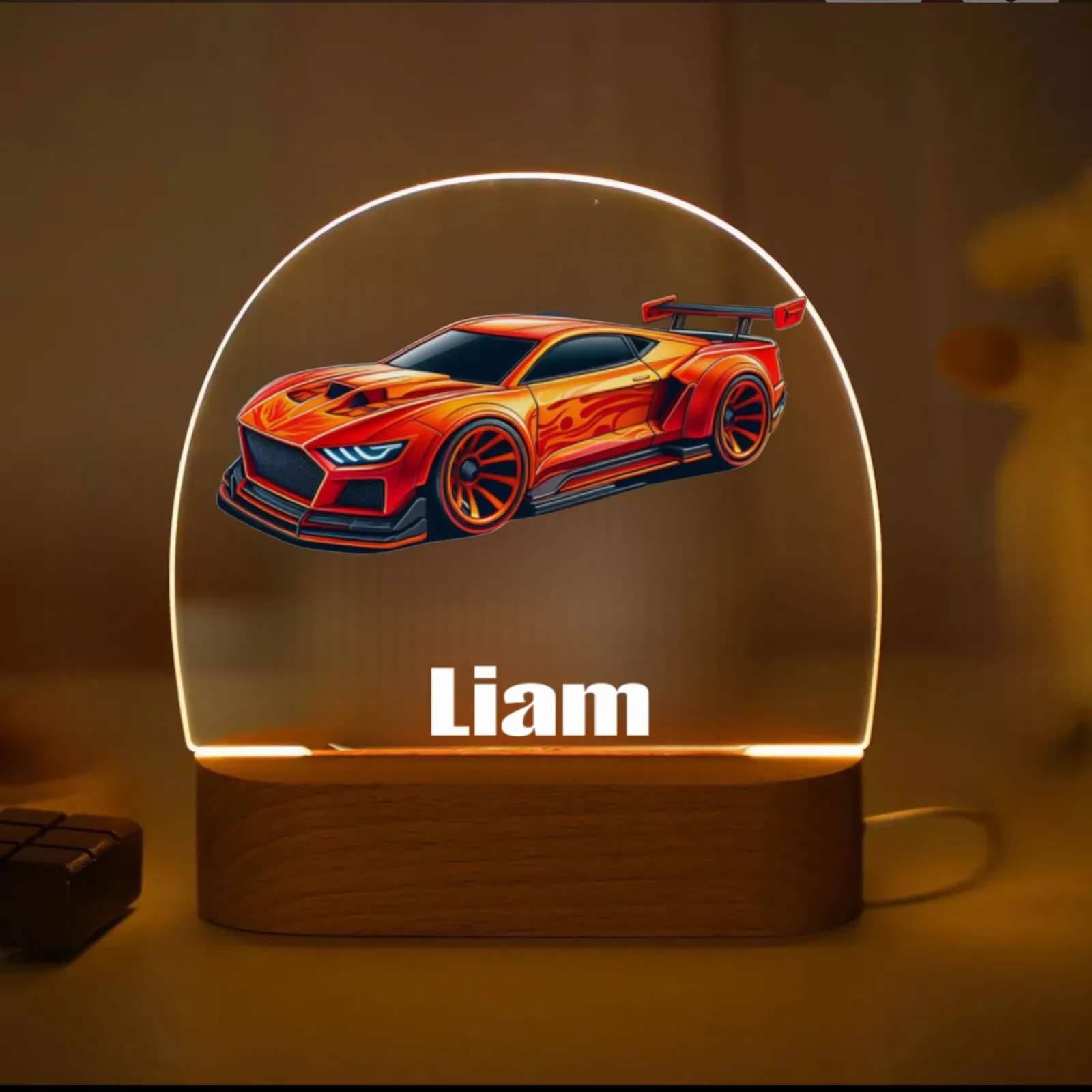 Personalised Red Supercar Acrylic Led Custom Night Light