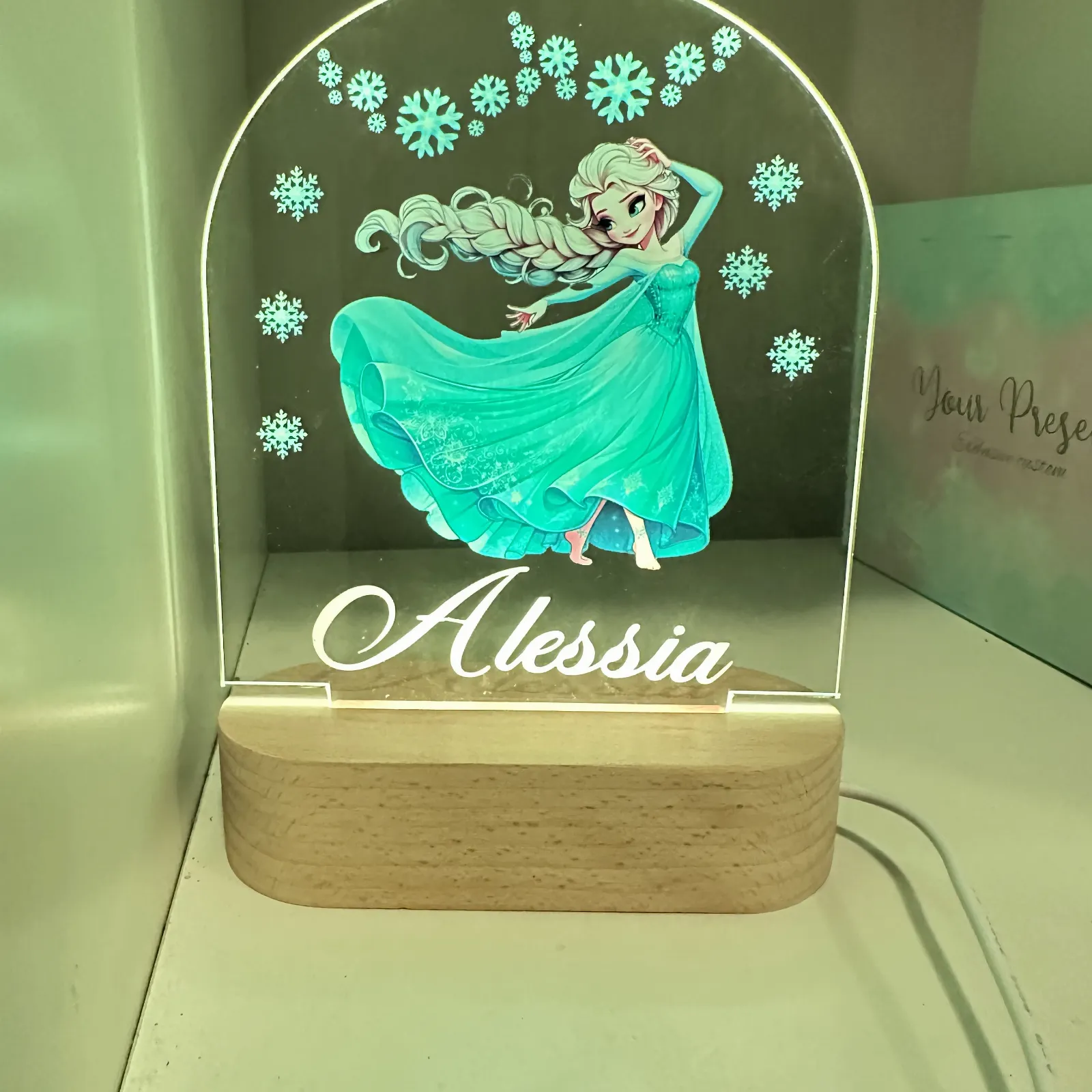 Personalised Cartoon Princess Acrylic Led Custom Night Light