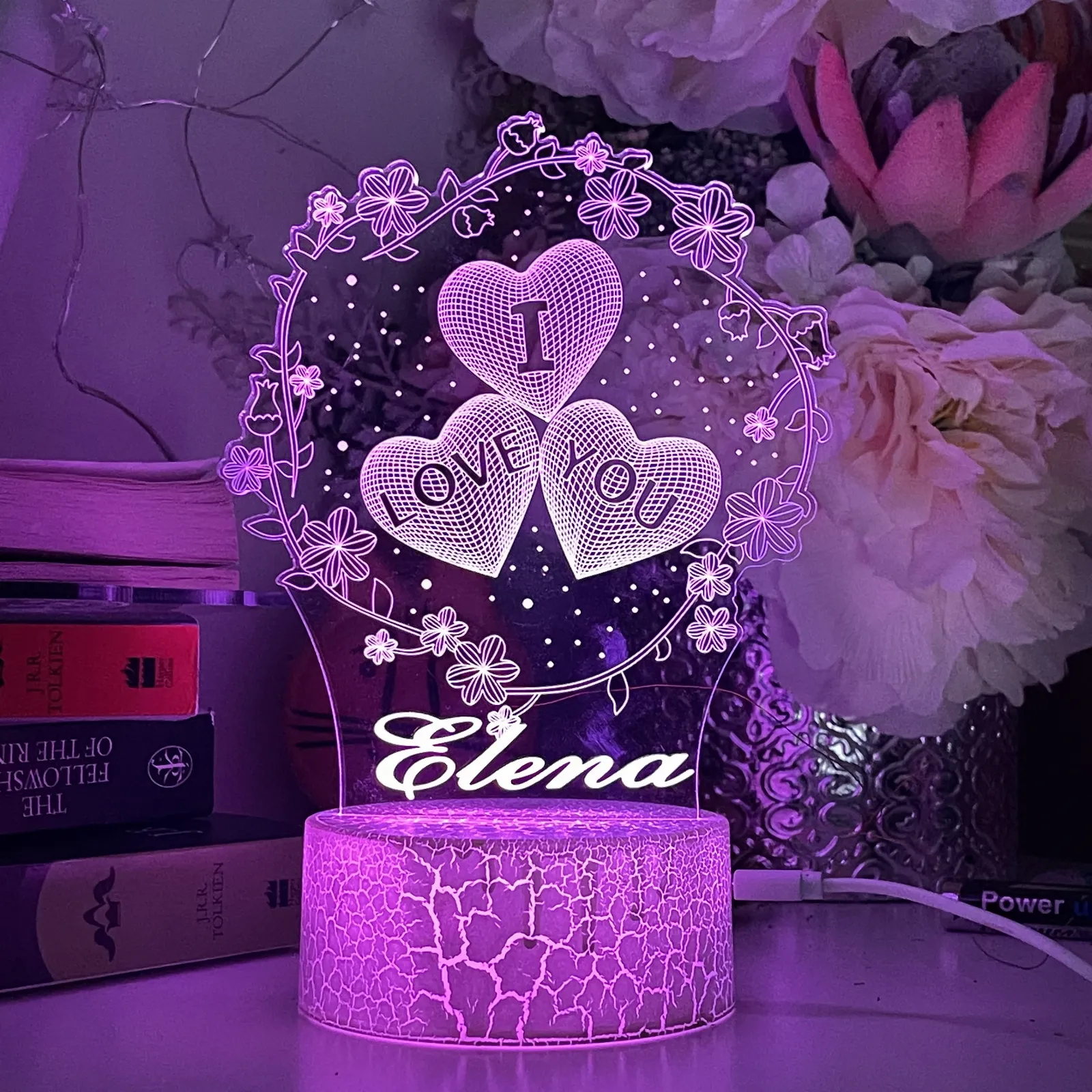 Personalised Flower Wreath Led Night Light