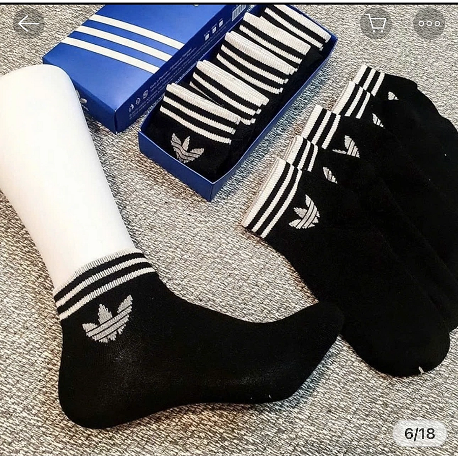 Adidas Sock 5 Pairs With Box Black Colour