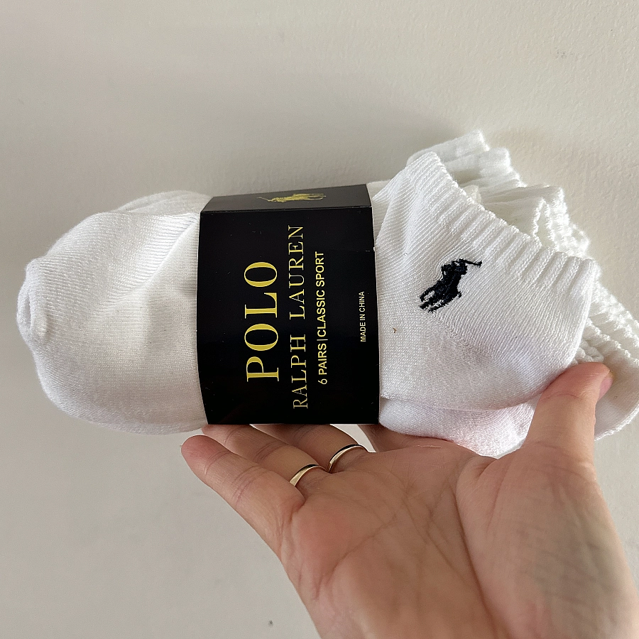 Ralph Lauren Polo 6 Pairs Unisex Ankle Socks Uk 6-12 New