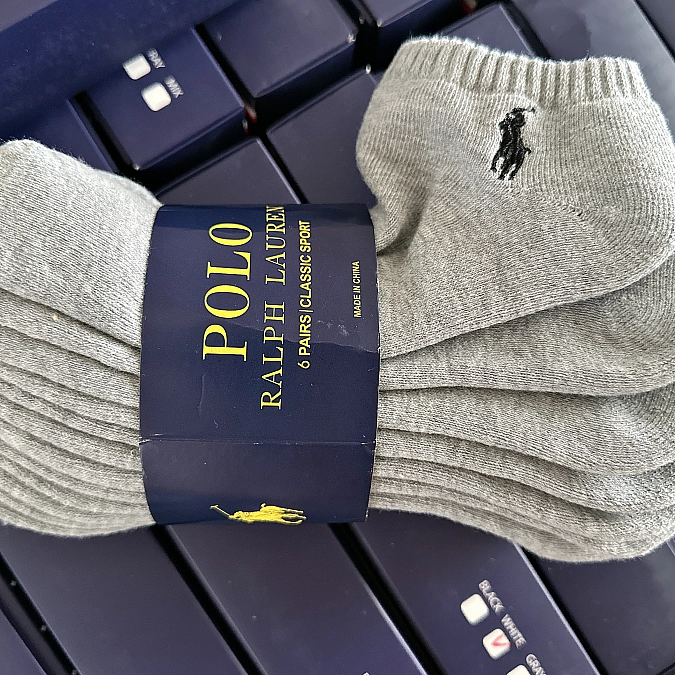 Ralph Lauren Polo 6 Pairs Unisex Ankle Socks Uk6-12 New