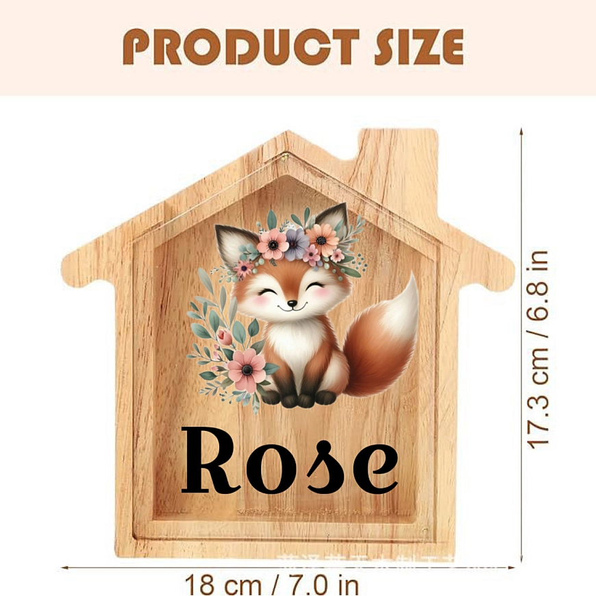 Personalised Cute Fox Money Box Saving