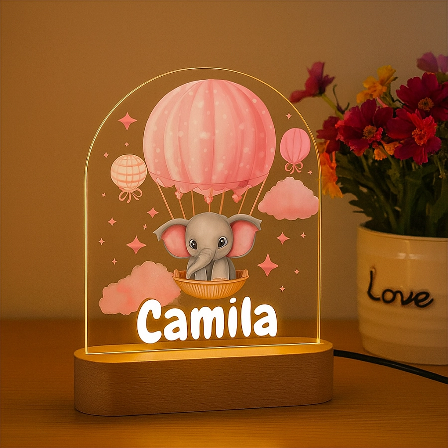 Cute Elephant Night Light Personalised