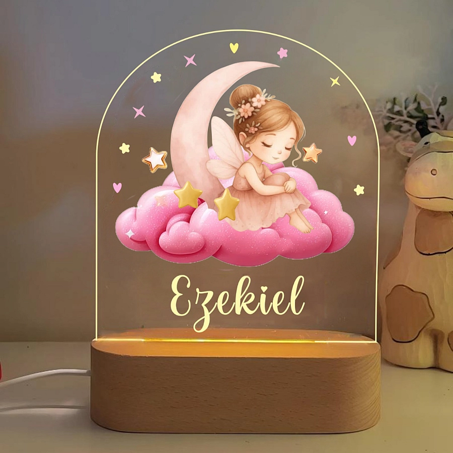 Personalised Girl On The Moon Night Light