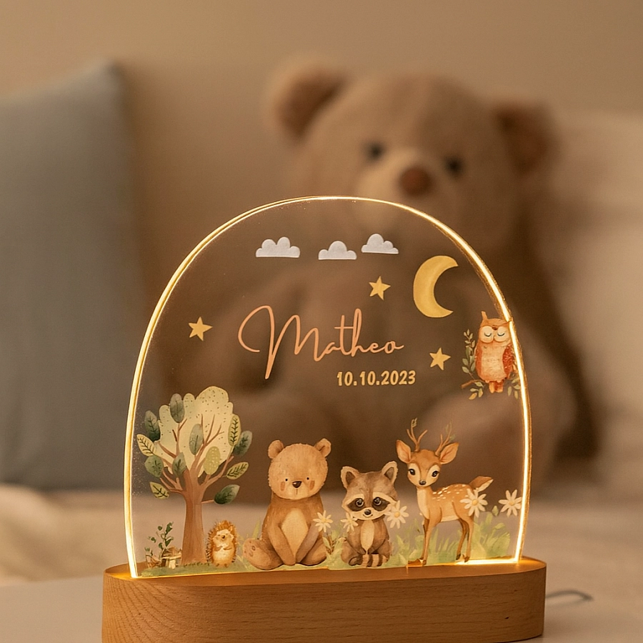 Personalised Woodland Animal Night Light