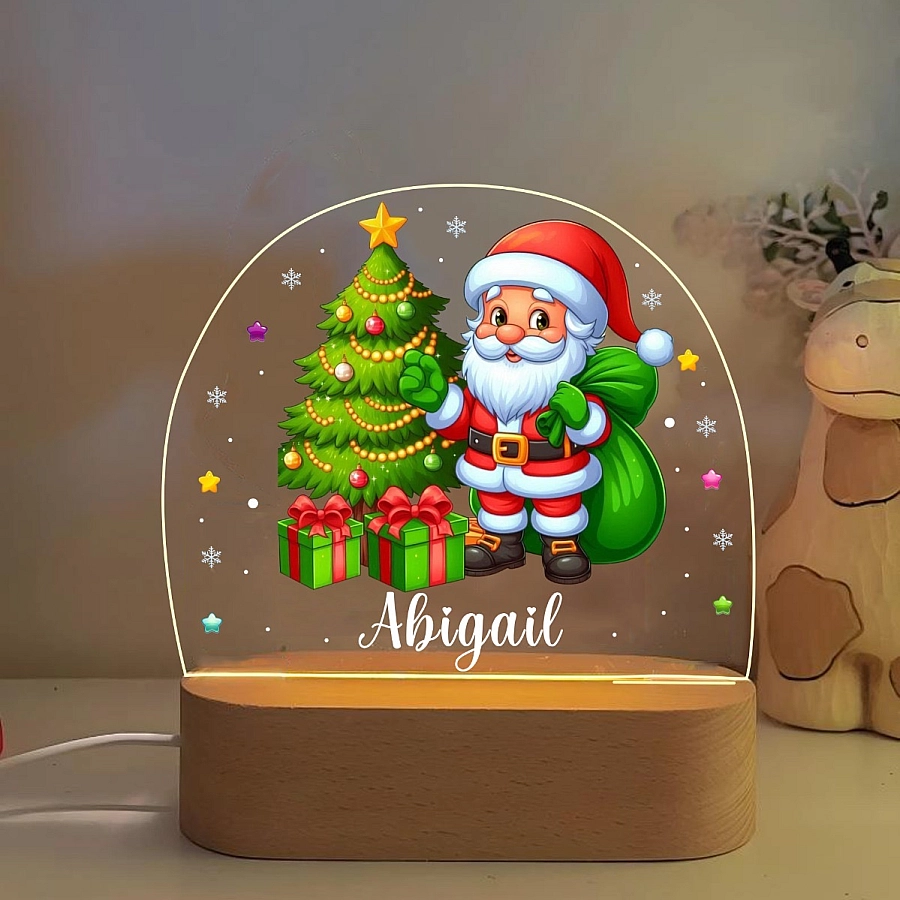 Personalised Santa Night Light Christmas Tree