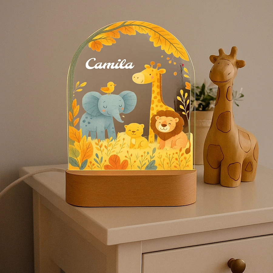 Personalised Safari Animal Night Light