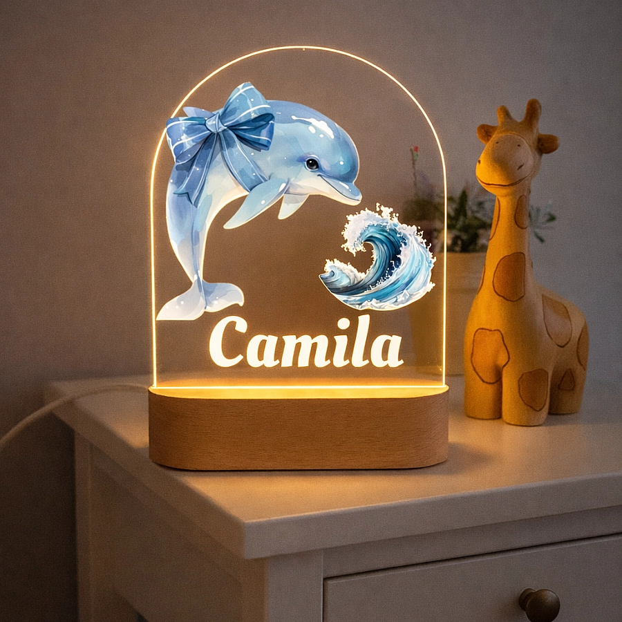 Personalised Cute Dolphin Night Light