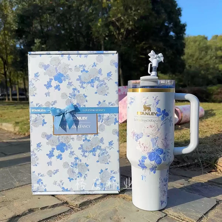 Blue Rose Flower Stanley 40oz Gift Box