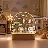 Safari animal night light wooden base nursery decor