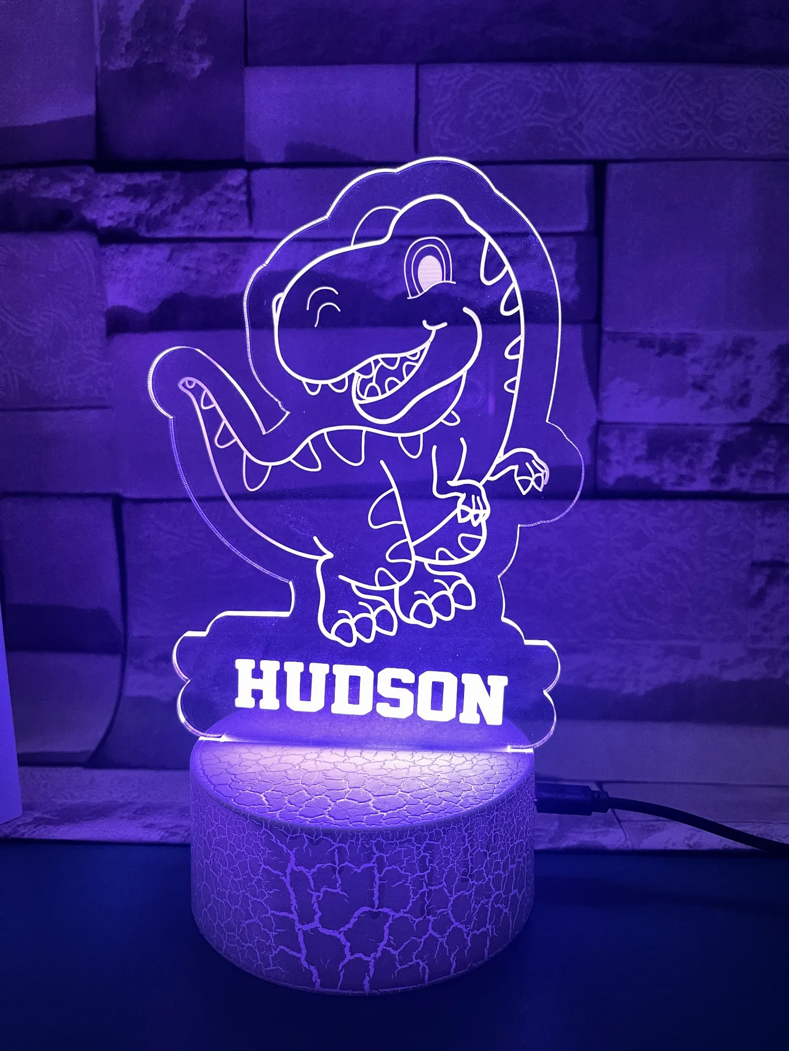 Personalised Cute Trex Acrylic Led Custom Night Light